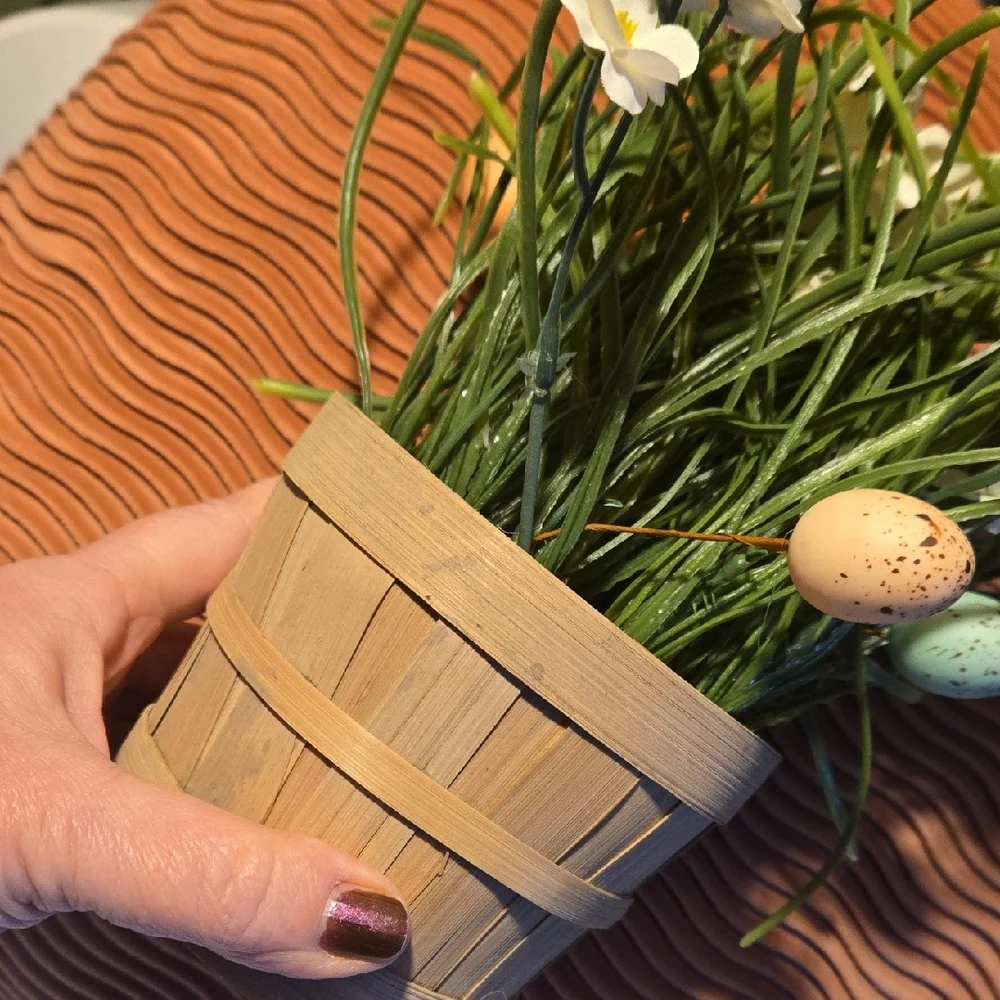 Flower And Egg Arrangement In Basket